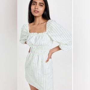 Charlie Holiday Green Stripe Palm
Linen & Cotton Minidress (Anthropologie) NWT